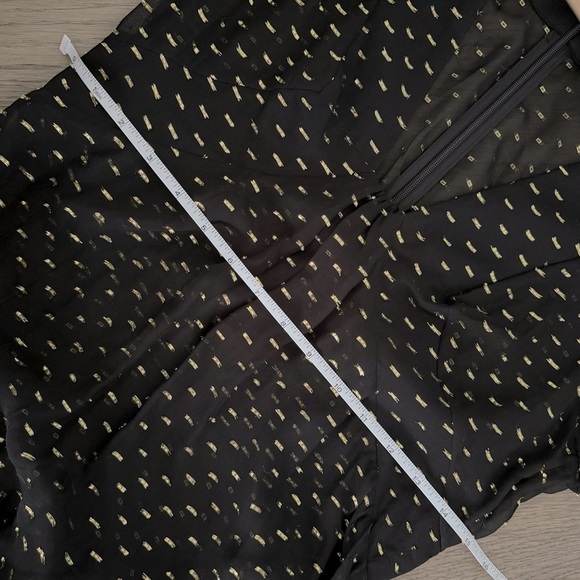 HM Long Sleeve Sheer Maxi Dress 94% Silk Black and Gold Size 8 - Picture 14 of 16